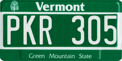 VT license plate PKR305