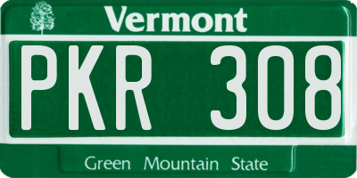 VT license plate PKR308