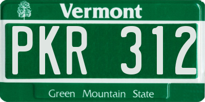 VT license plate PKR312