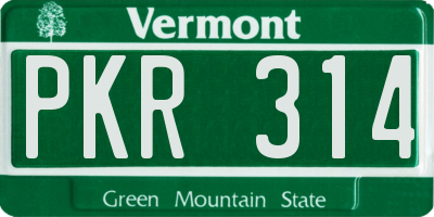 VT license plate PKR314