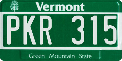 VT license plate PKR315