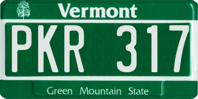 VT license plate PKR317