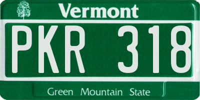 VT license plate PKR318