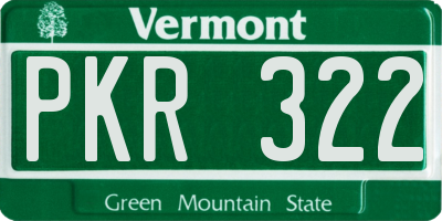 VT license plate PKR322