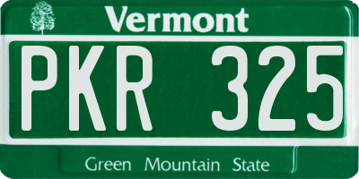 VT license plate PKR325