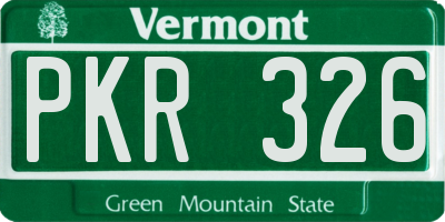 VT license plate PKR326