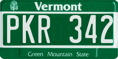 VT license plate PKR342