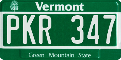 VT license plate PKR347