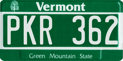 VT license plate PKR362