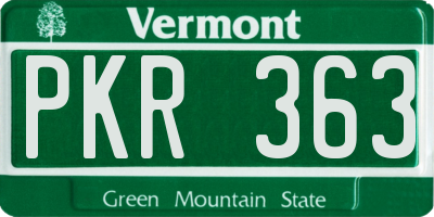 VT license plate PKR363