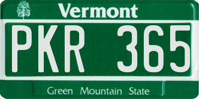 VT license plate PKR365