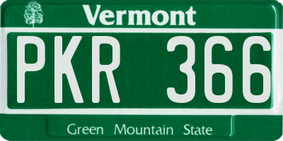 VT license plate PKR366