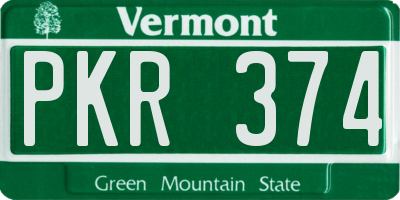 VT license plate PKR374