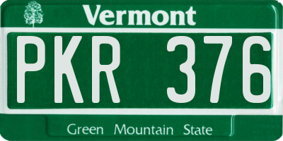 VT license plate PKR376
