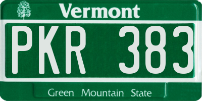 VT license plate PKR383