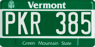 VT license plate PKR385