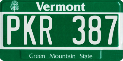 VT license plate PKR387
