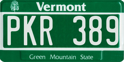 VT license plate PKR389