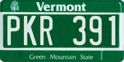 VT license plate PKR391