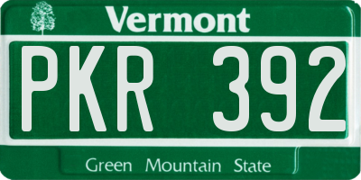 VT license plate PKR392