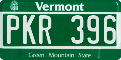VT license plate PKR396