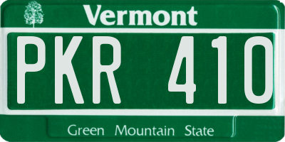 VT license plate PKR410