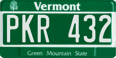 VT license plate PKR432