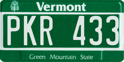 VT license plate PKR433