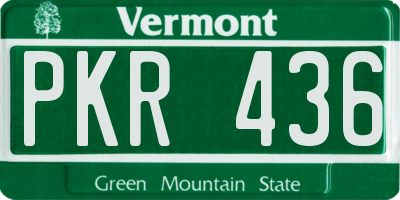 VT license plate PKR436