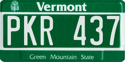 VT license plate PKR437