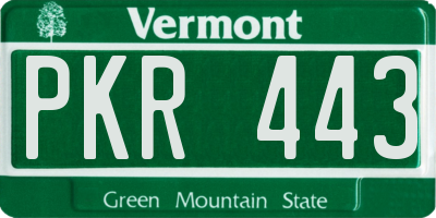 VT license plate PKR443