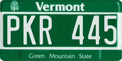 VT license plate PKR445