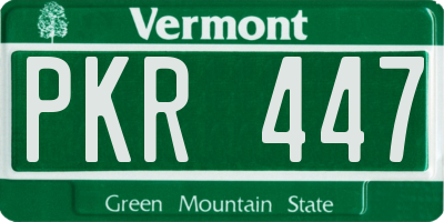 VT license plate PKR447
