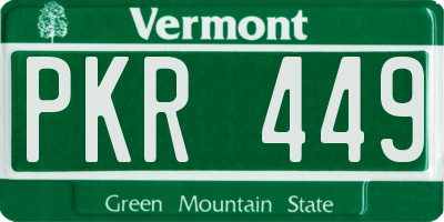 VT license plate PKR449