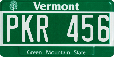 VT license plate PKR456
