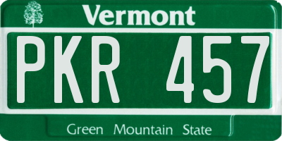 VT license plate PKR457