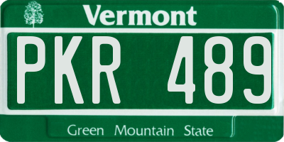 VT license plate PKR489