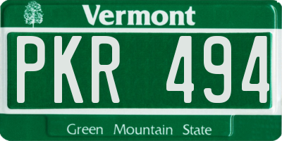 VT license plate PKR494