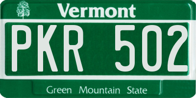 VT license plate PKR502
