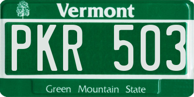 VT license plate PKR503