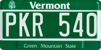 VT license plate PKR540