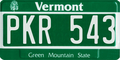 VT license plate PKR543