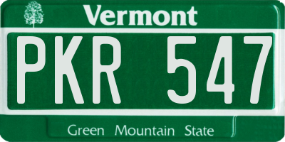 VT license plate PKR547