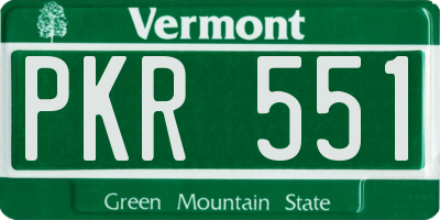 VT license plate PKR551