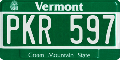 VT license plate PKR597