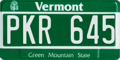 VT license plate PKR645