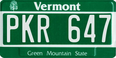 VT license plate PKR647