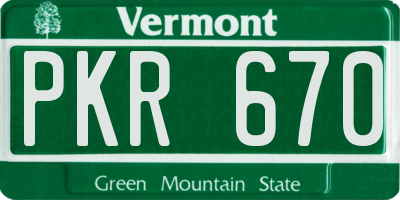 VT license plate PKR670