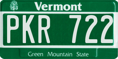 VT license plate PKR722