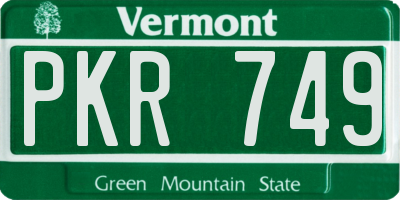 VT license plate PKR749